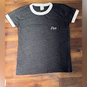 “Pink Victoria’s Secret’s” Gray & White Short Sleeve Tee Shirt